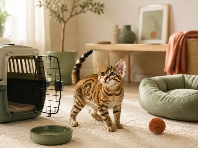 Котёнок калифорнийской сияющей кошки осваивается дома