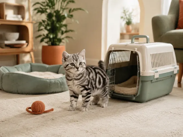 Котёнок европейской короткошёрстной кошки осваивается дома