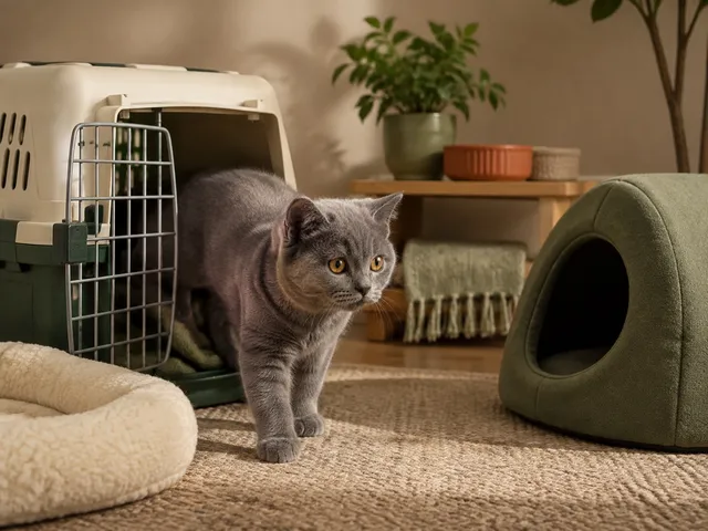 Котёнок шартреза осваивается в спокойной комнате нового дома