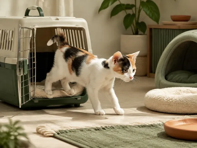 Котёнок японского бобтейла с коротким хвостом осваивается в новом доме