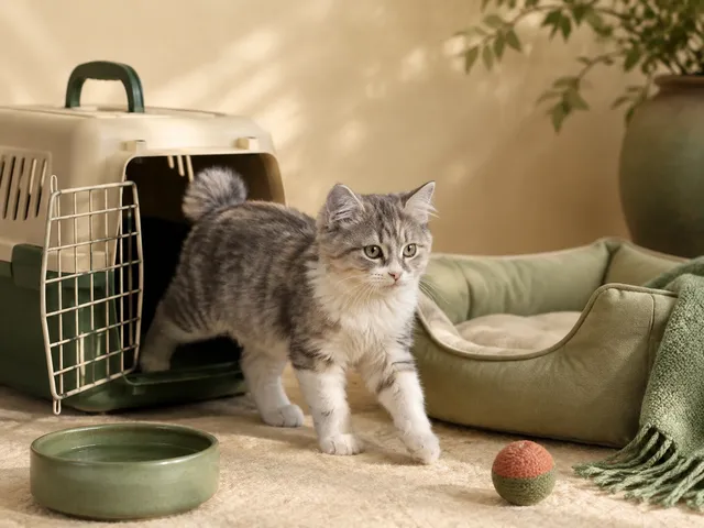 Котёнок карельского бобтейла знакомится с новым домом