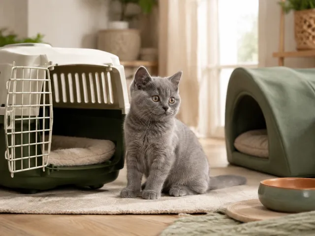 Котёнок скоттиш-страйта с прямыми ушами осваивается в новом доме