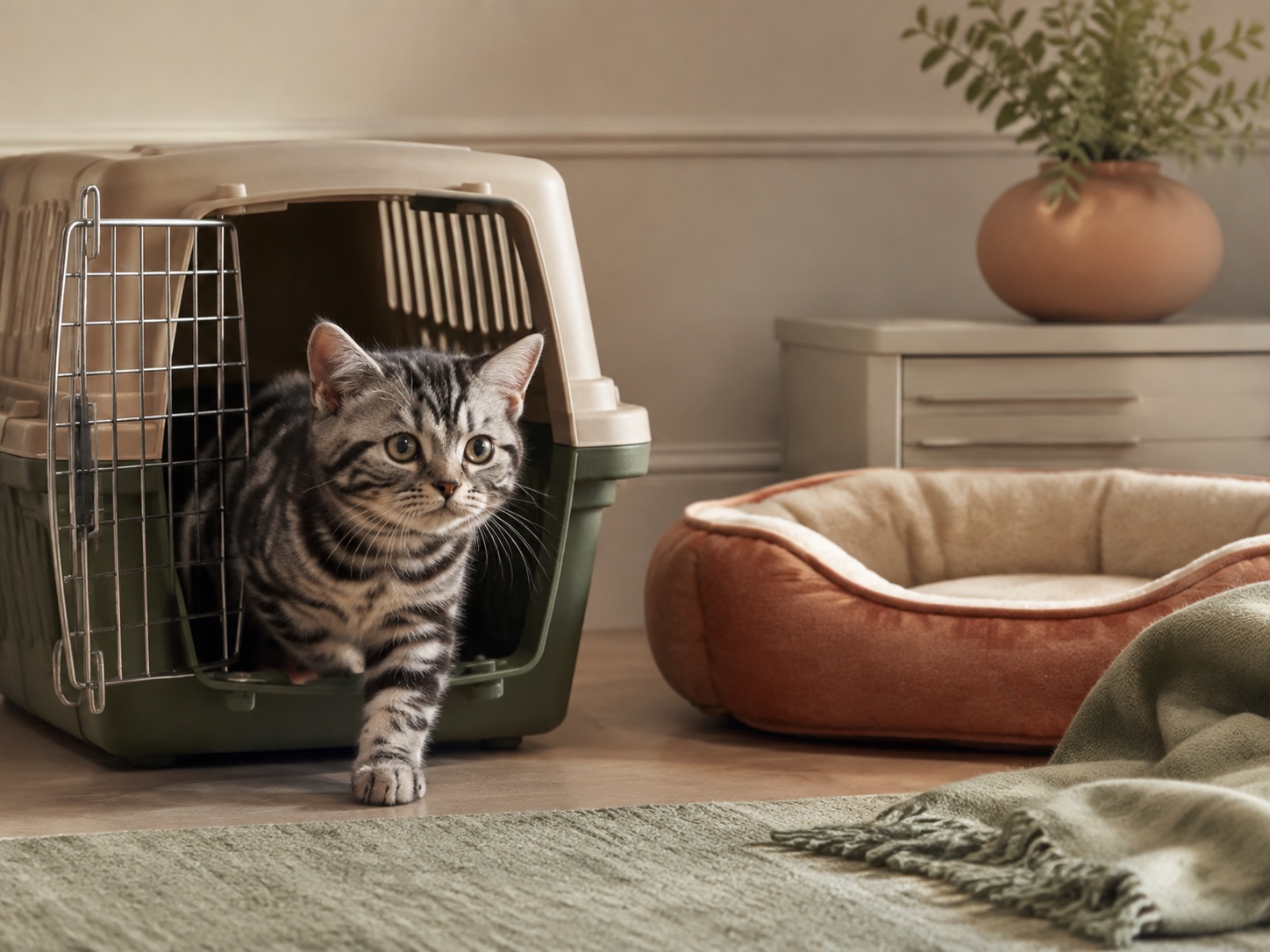 Котёнок американской короткошёрстной осваивается дома
